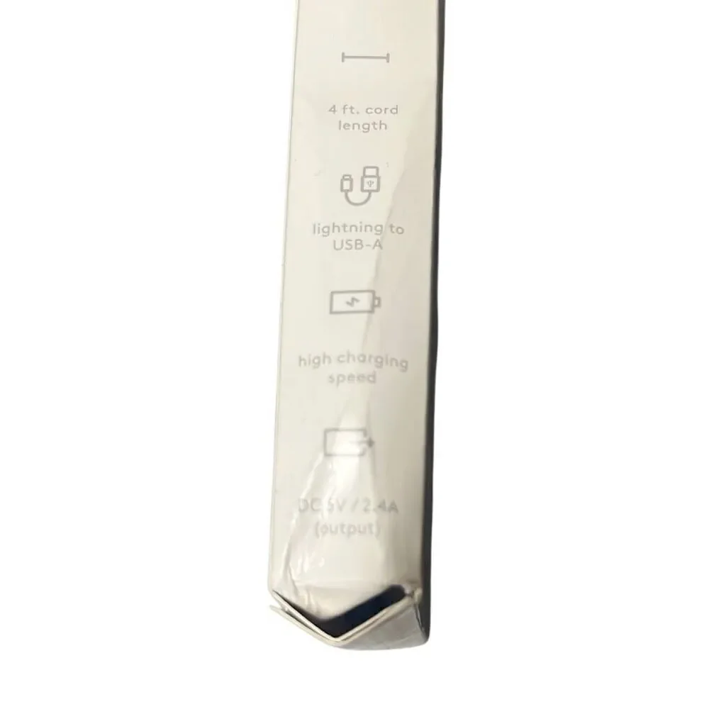 Heyday 4' Lightning to‎ USB-A Round Cable Gray MFI- certified Apple Iphone Ipad